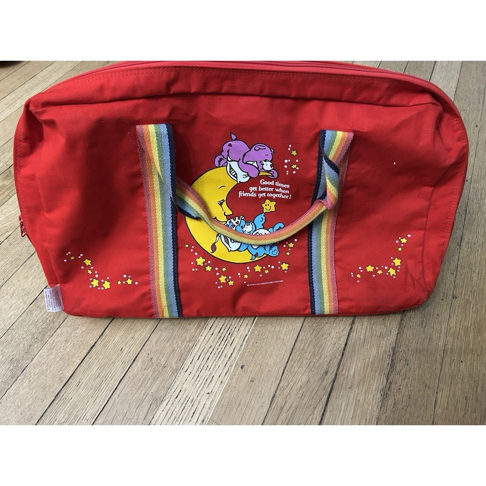 VINTAGE 80s Care Bears Duffle Bag American Greetings Red Zip Poor Condition 1983